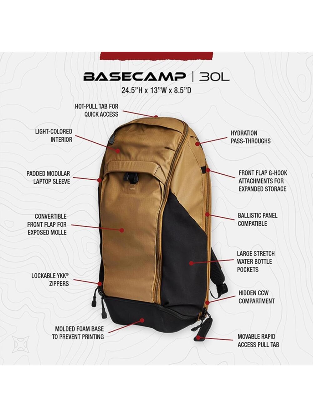 Vertx Basecamp EDC Tactical Backpack 30L Black VTX5019-IBK Hiking Travel Bag NEW - Picture 5 of 9